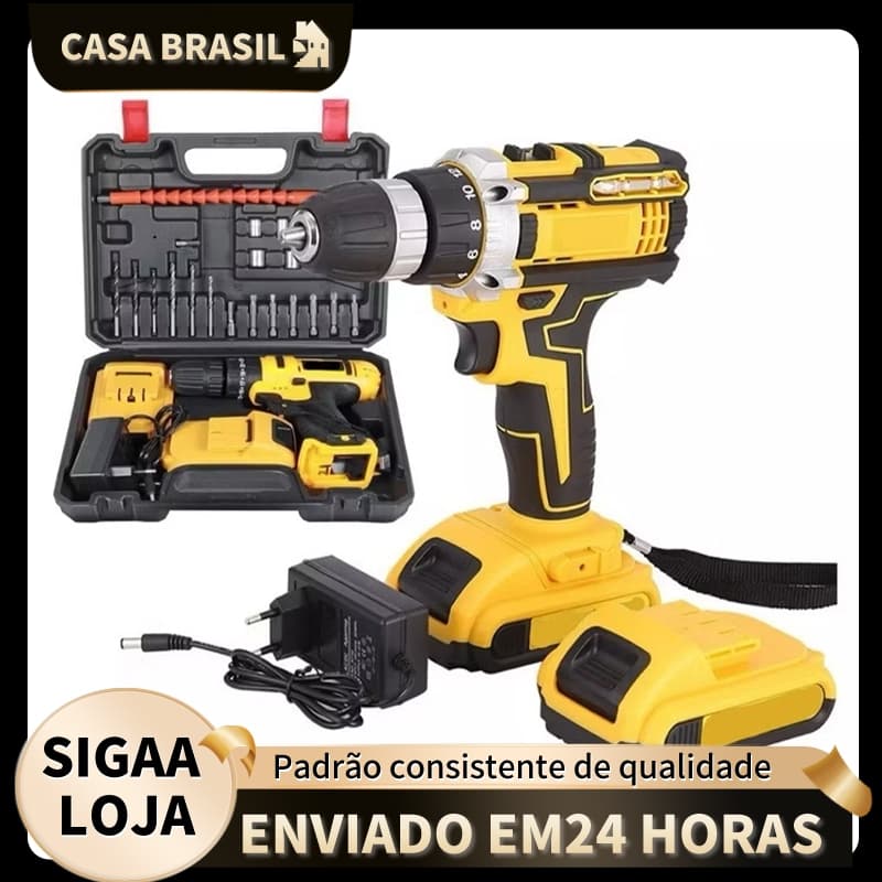 Parafusadeira Com ou Sem Maleta 48V / 21V / 18V–1 ou 2 Baterias Kit Profissional (Produto com variações).
