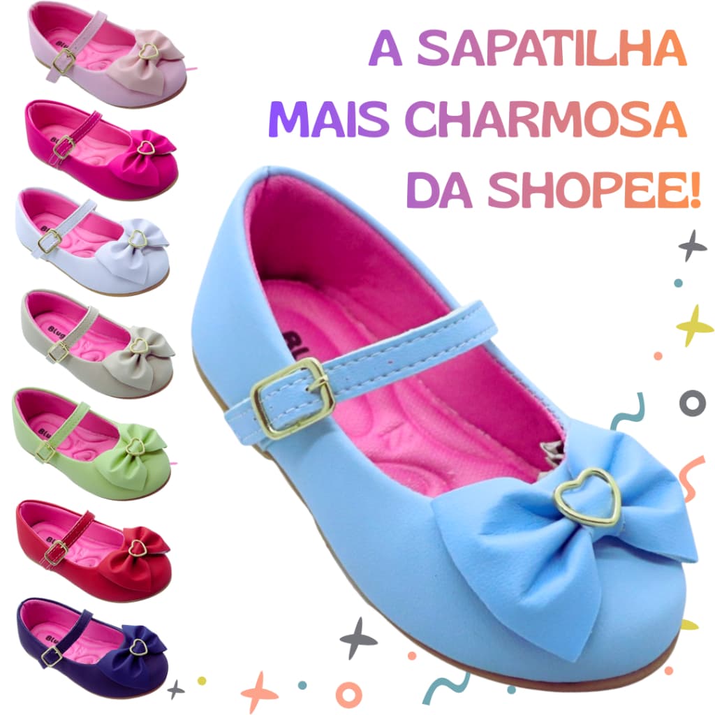 Sapatilha Infantil Meninas Laço Coração Daminha