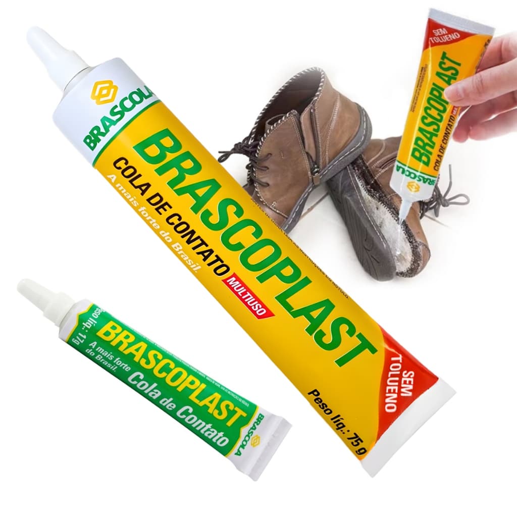 Cola de Sapateiro Brascoplast 17g 75g Sem Toluol Contato Couro MDF Borracha Madeira Resistência Água