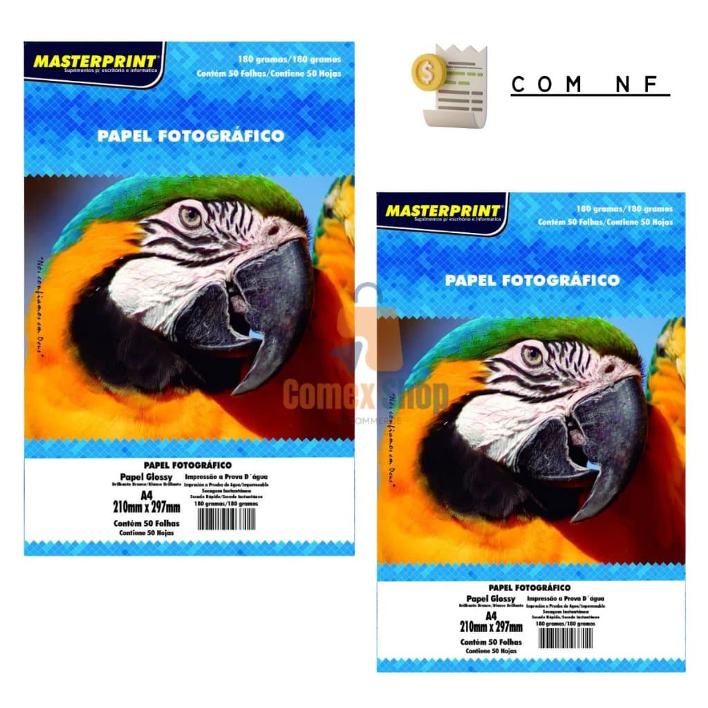 Papel Fotográfico Foto 180G Glossy A4 Brilhante 100 Folhas MasterPrint NF