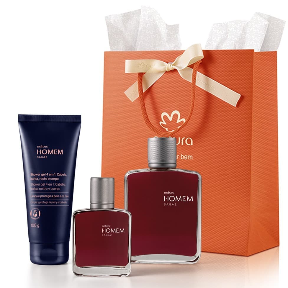 Kit Homem Sagaz (Perfume 100ml, Perfume 25ml, Shower 100g) Natura