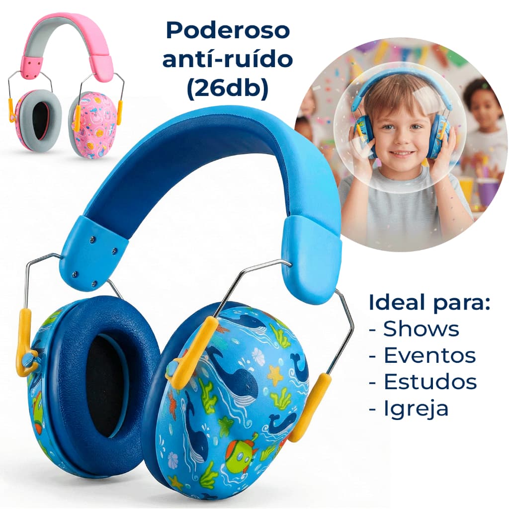 Fone Abafador de Ruído para Crianças com Hipersensibilidade Autismo TDAH Proteção de Ouvido Infantil Bebê