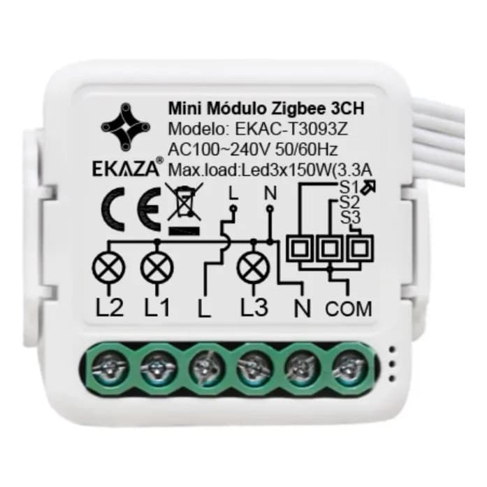 Ekaza Interruptor Mini Embutido Tuya Smart Life Wi-fi e Zigbee 1, 2, 3 ou 4 canais para Automacão