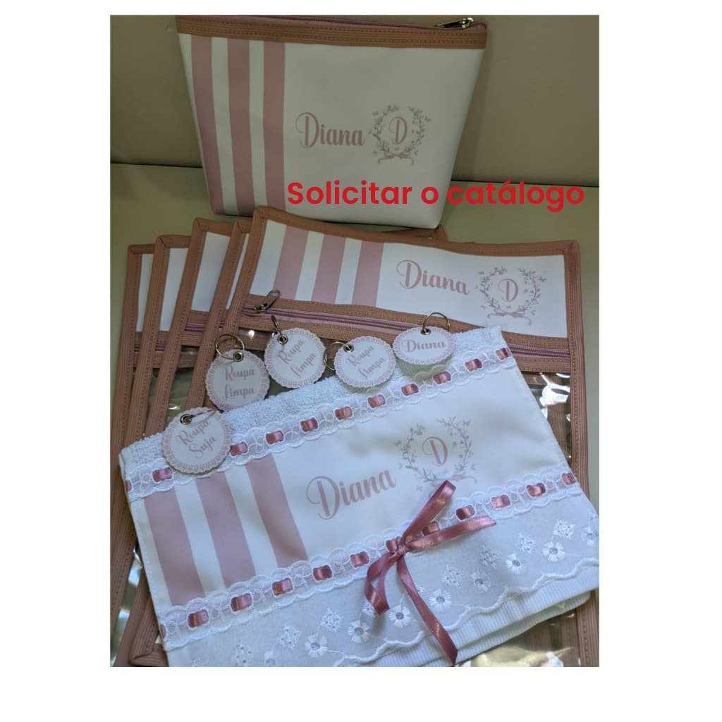 Kit Maternidade 5 sacos  + necessárie + toalinha lavabinho