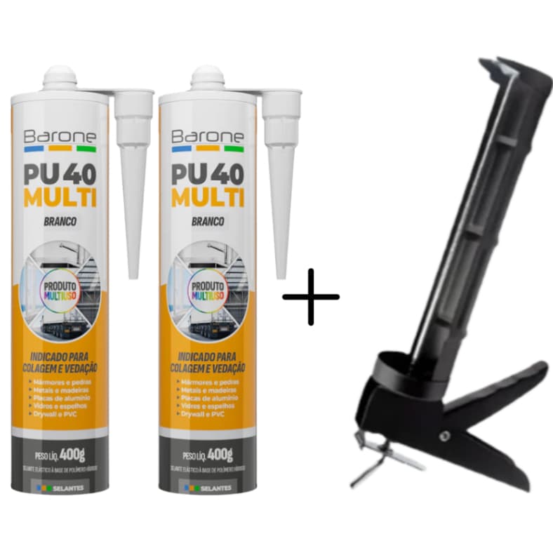 Kit 2x Cola PU40 + Aplicador | Vedação de Trincas, Calhas e Placas 3D – Alta Aderência