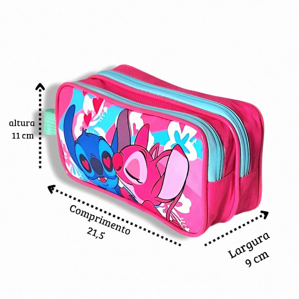 Estojo Escolar Infantil Grande Stitch  2 Compartimentos
