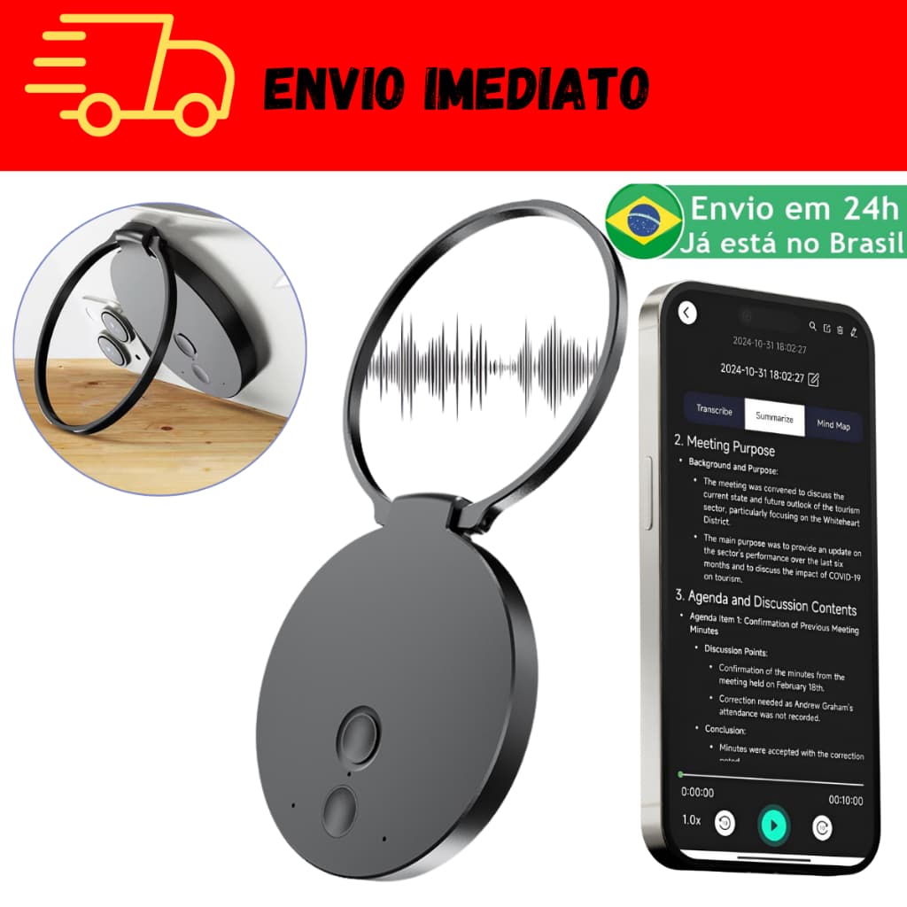 Gravador Com IA: Transcrição Voz Inteligente Estudo Trabalho Traduz Reunião Resumo