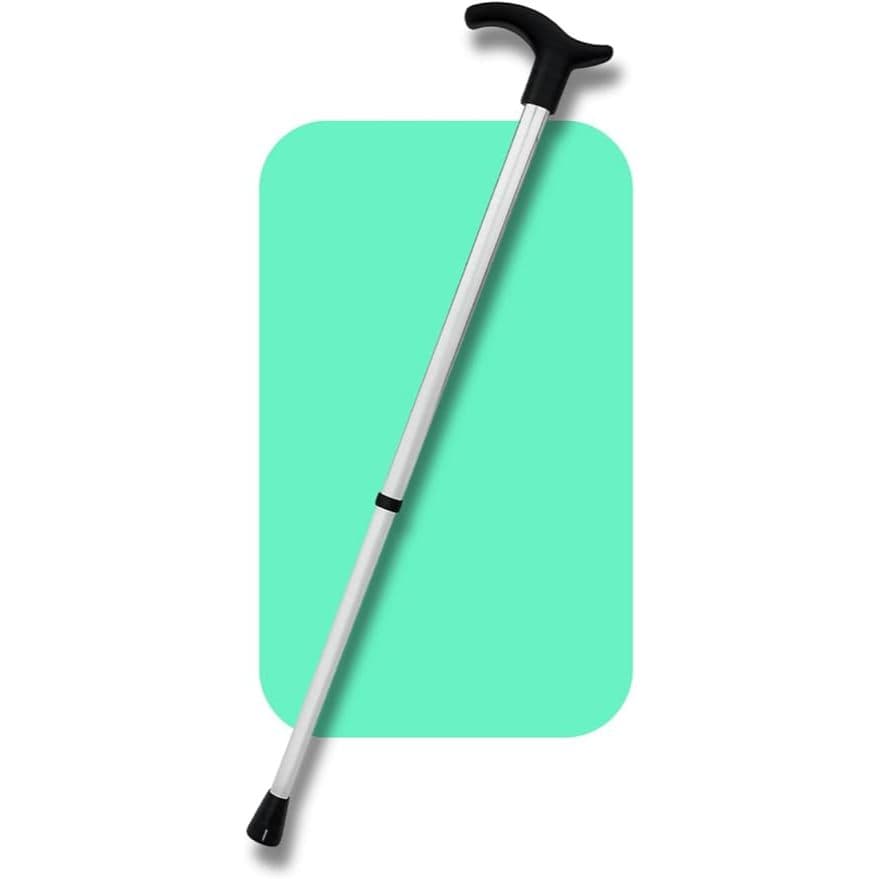 Bengala Ortopédica Extensível, Ergonômico, Leve e Resistente, Prateada, Altura Regulável, Safe Medic