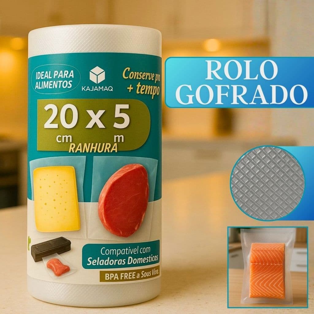 Rolos Saco Vacuo Embalagem Ranhura - Seladora Doméstica Embalagem Gofrada Com Ranhura 5M Freezer