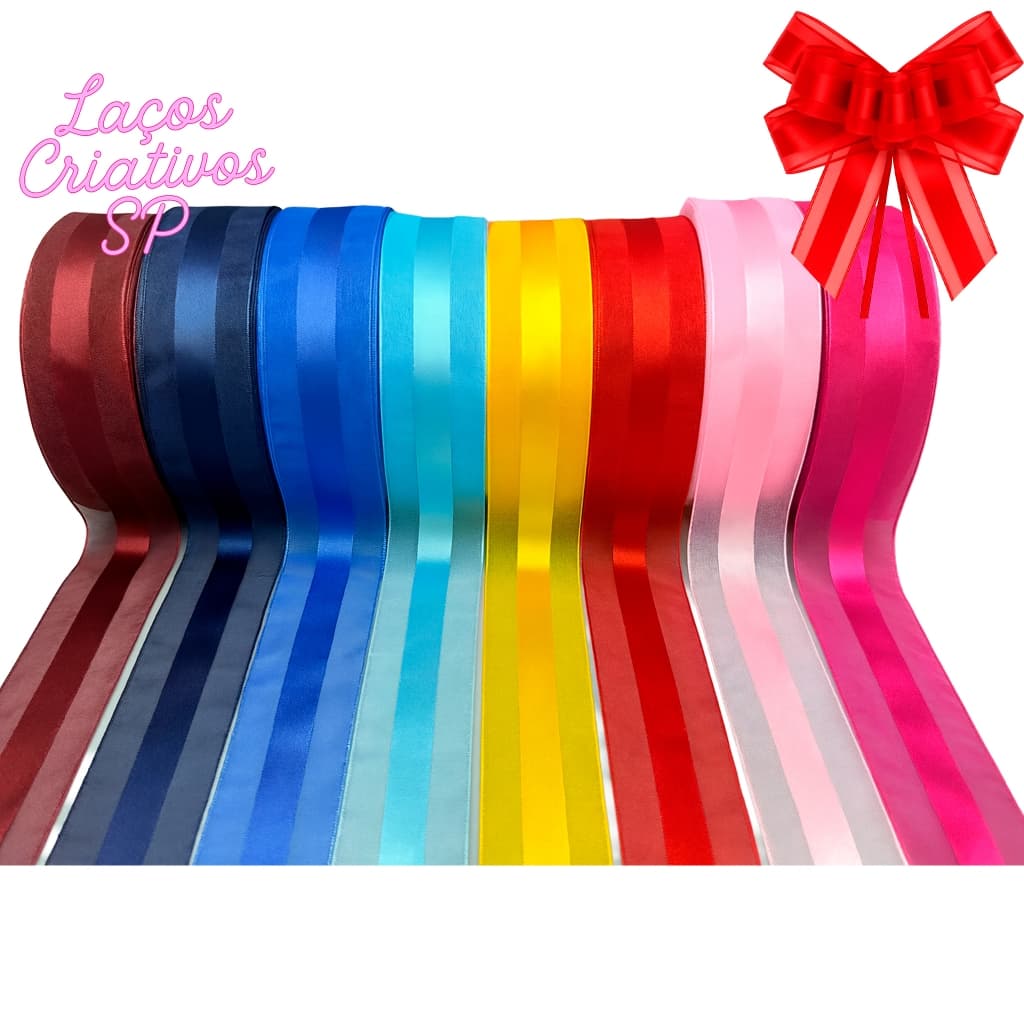 Fita Cetim com Voal N9 38mm – 10m ou 50m – Laços Artesanato