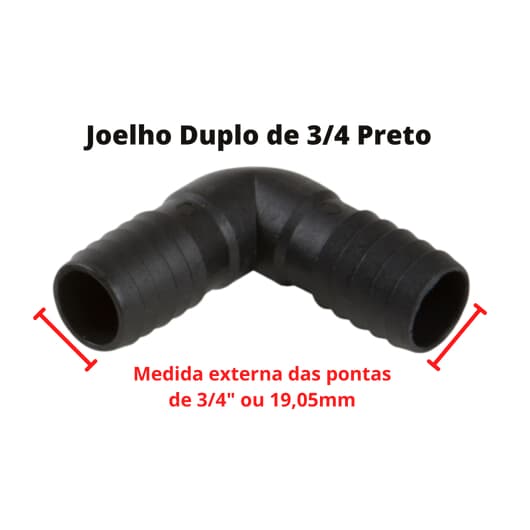 Joelho Curva União P/ Mangueiras De 3/4 Pol Pct C/ 25 Unid Preto