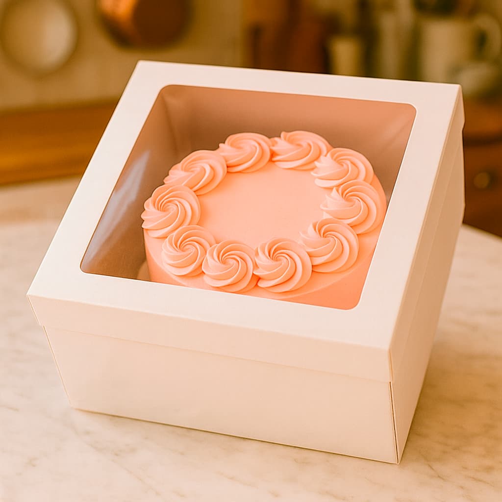 Caixa Presente Mini Bolo/Bentô Cake Bolinho Confeitaria 16x16x8cm com Visor - KIT 5~20