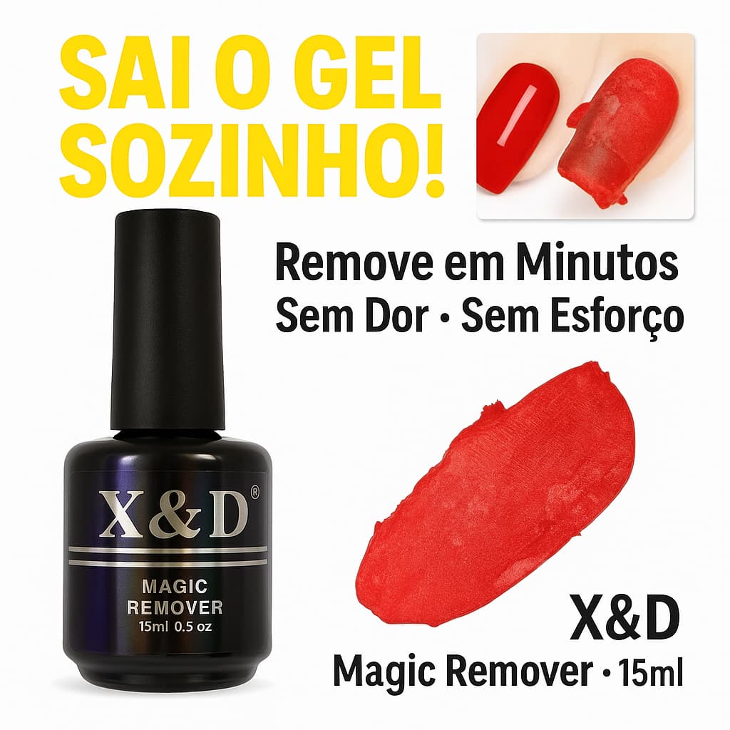 Removedor De Esmalte Em Gel X&D Magic Remover 15ml Fácil e Rápido para Tirar Gel