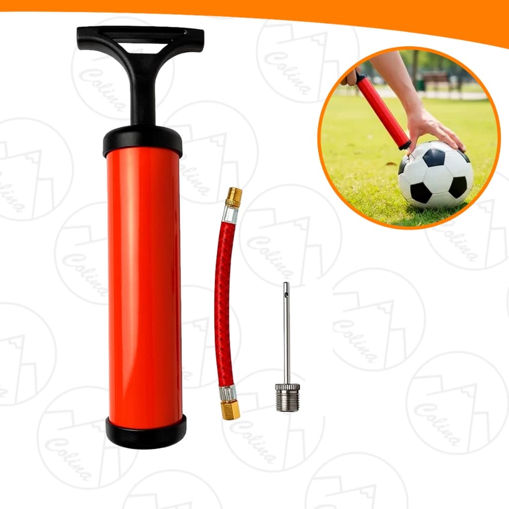 Bomba de Ar Manual Para Encher Inflar Bolas Com Extensor e 2 Bicos Universal Futebol Volei Basquete