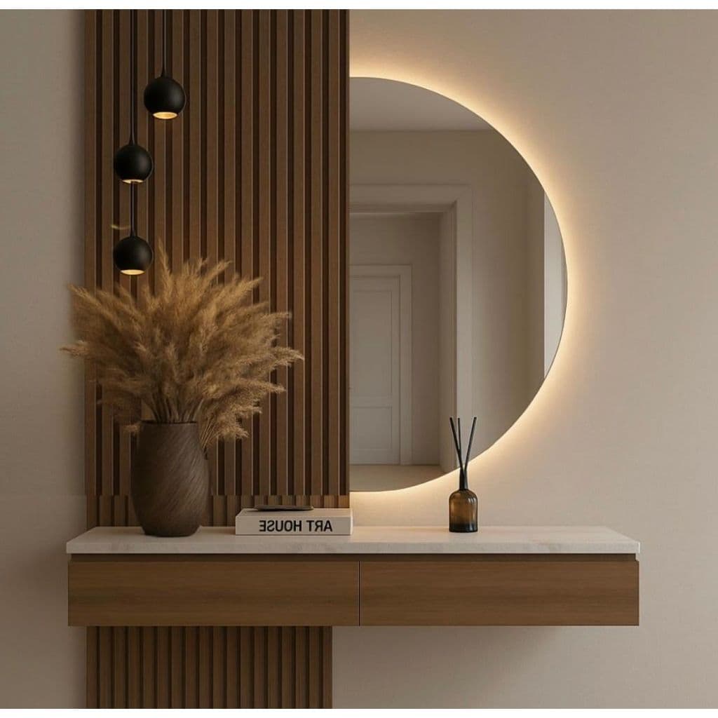 Espelho Orgânico Grande De Led Meia Lua Redondo Grande  110x60 varios tamanhos banheiro sala copa closet