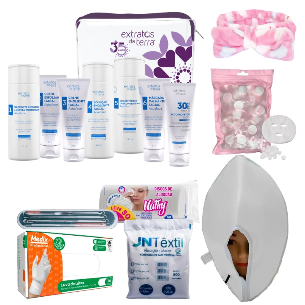 Mini Kit Limpeza De Pele Completo Extratos Com Descartáveis Máscara 110v