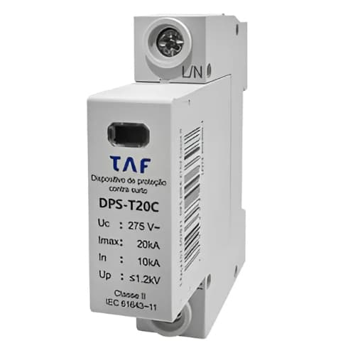 PROTETOR DE SURTO DPS 275V 20KA 1 P CLASSE II TAF ITEM CERTIFICADO