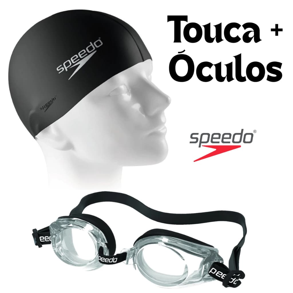 Óculos de Natação Speedo Classic Starters + Touca de Silicone Impermeável Hidroginástica Original