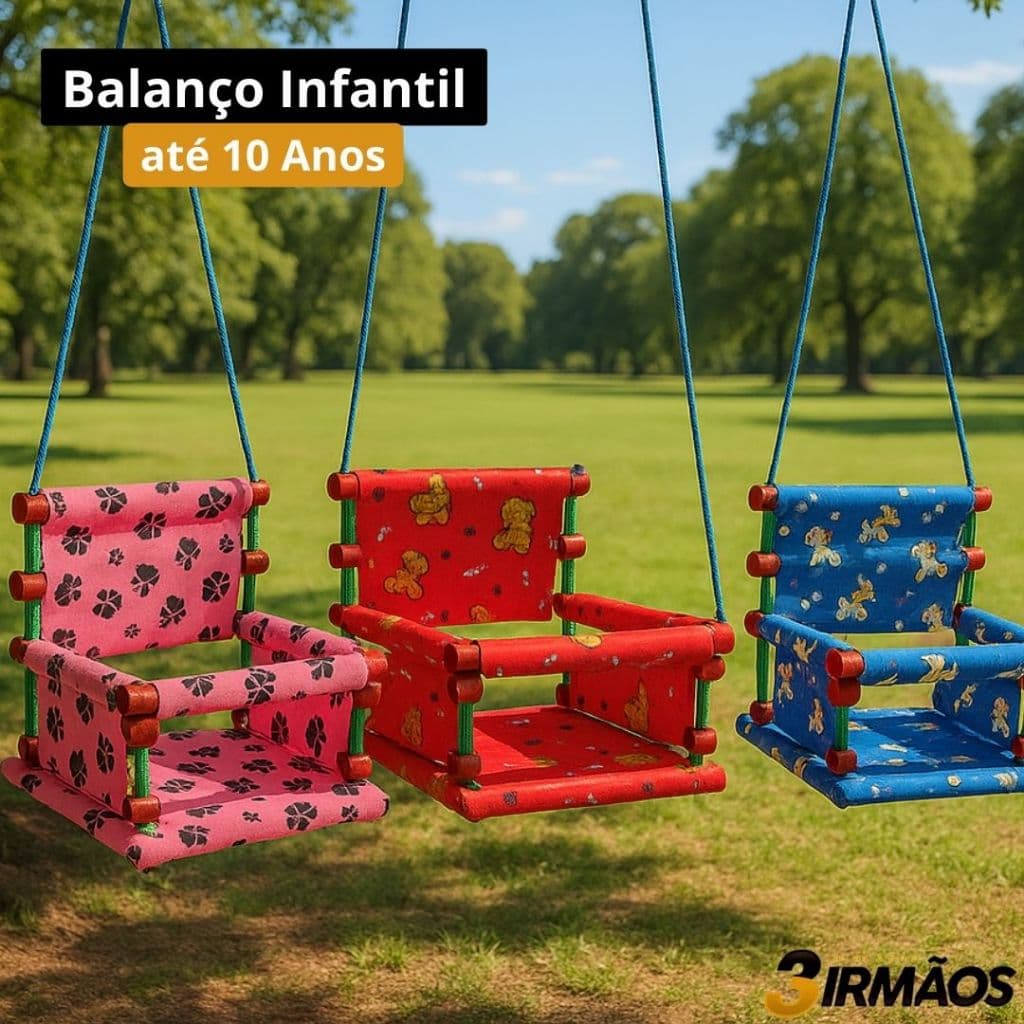 Cadeirinha de Balanço Infantil Unitária até 10 Anos Madeira Diversas Cores