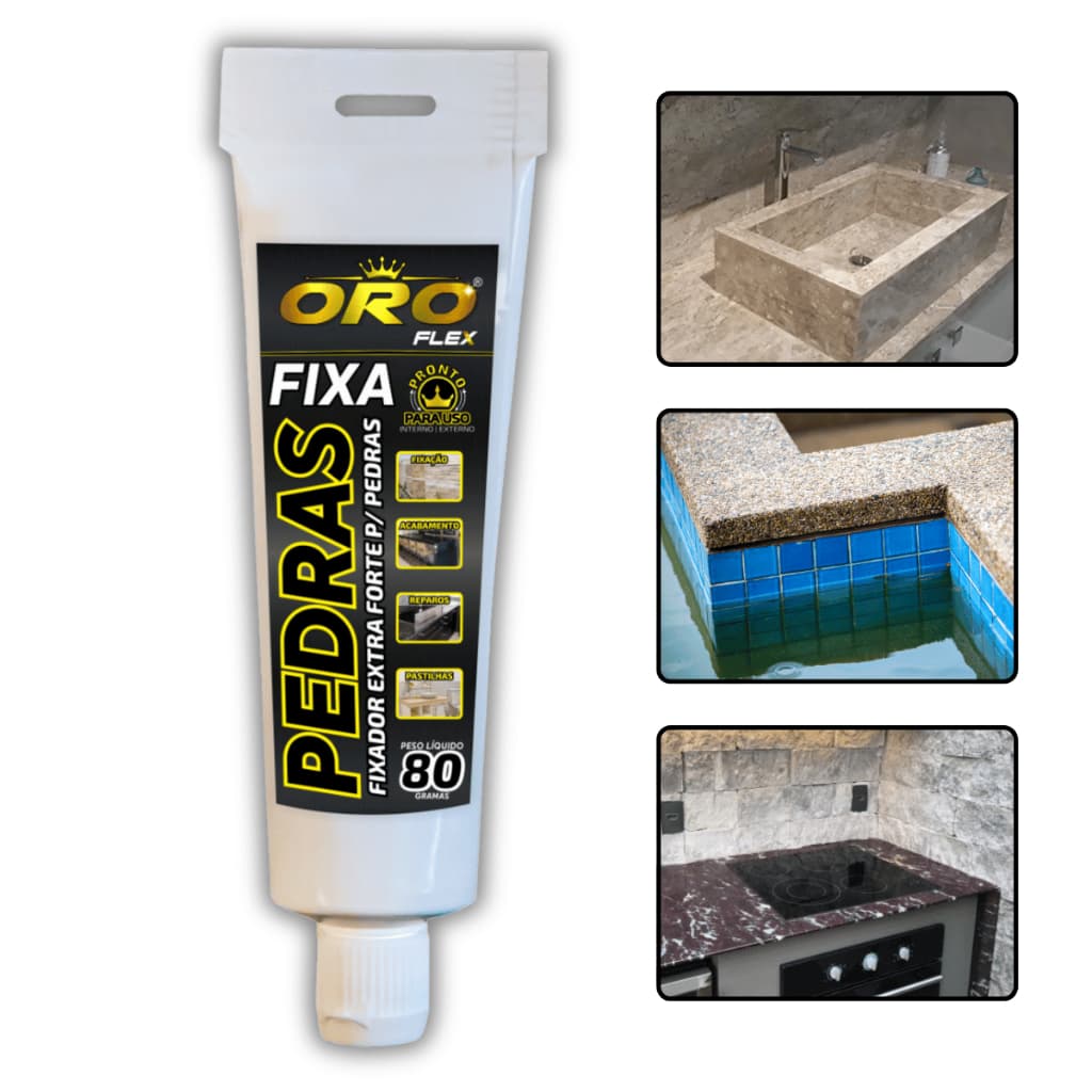 Cola p/ fixação, colagem e reparos em PEDRAS de piscina, marmore, granito pias, cubas 80GR