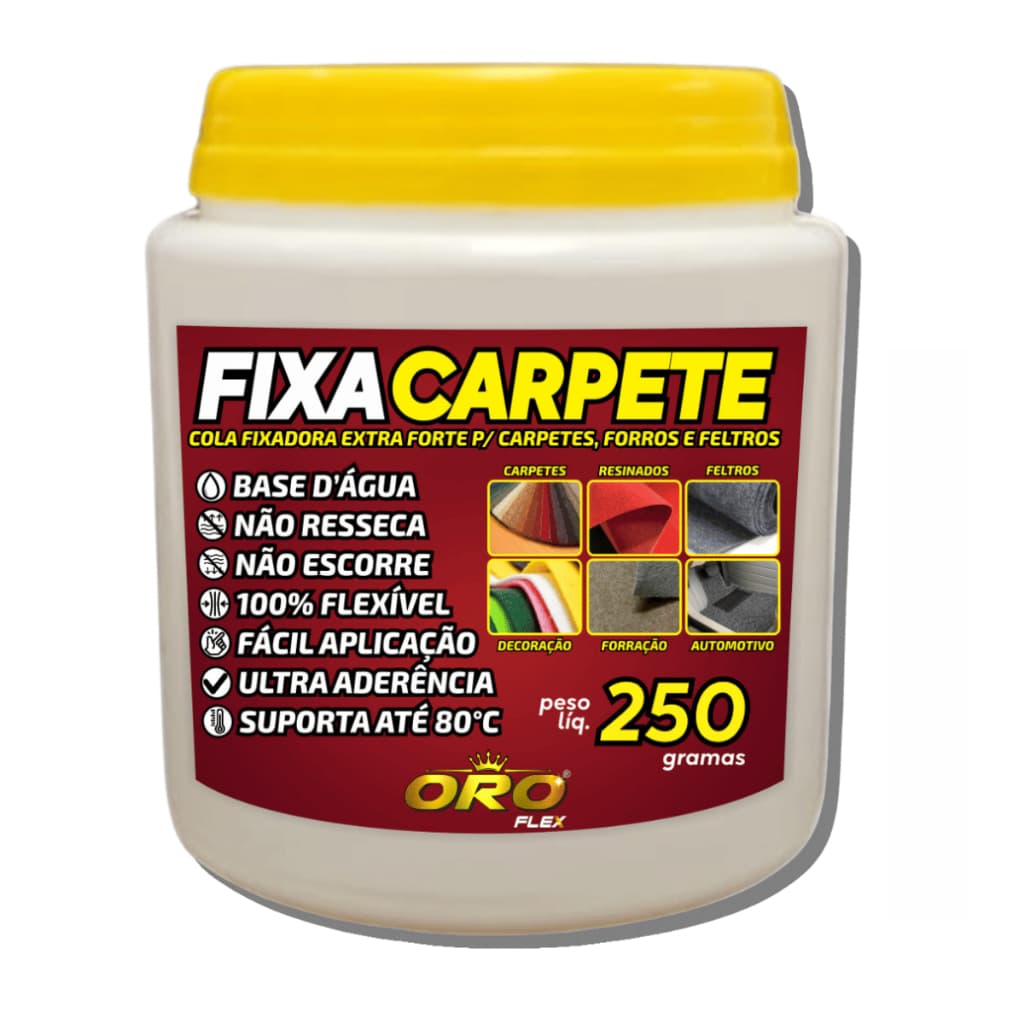 Cola fixadora de CARPETE, forros, feltros, courvin, tapeçaria, finalizadora 250GR OROFLEX