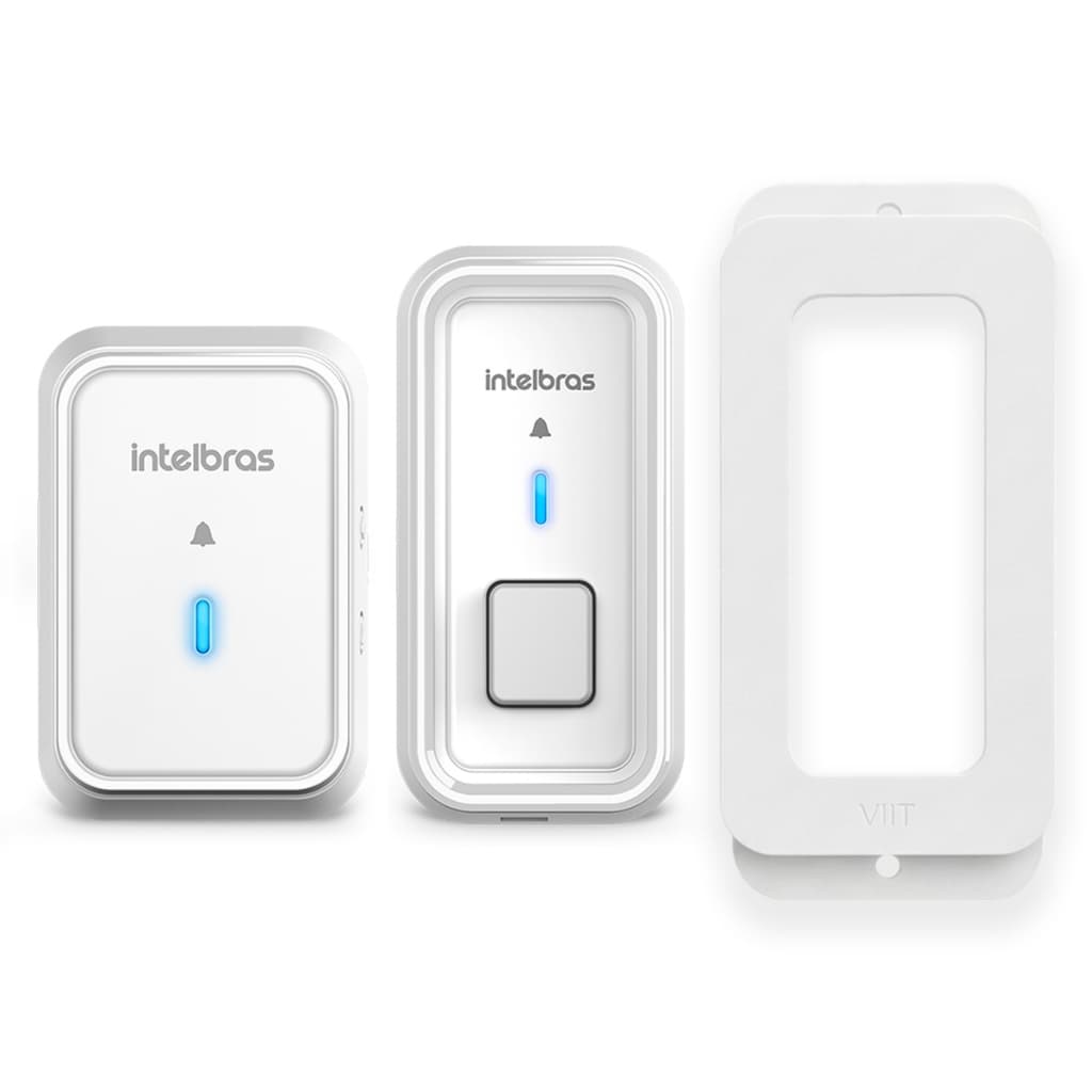 Kit Campainha Sem Fio Cib101 Cib 101 Branca Intelbras Com Protetor Sol Chuva Furto