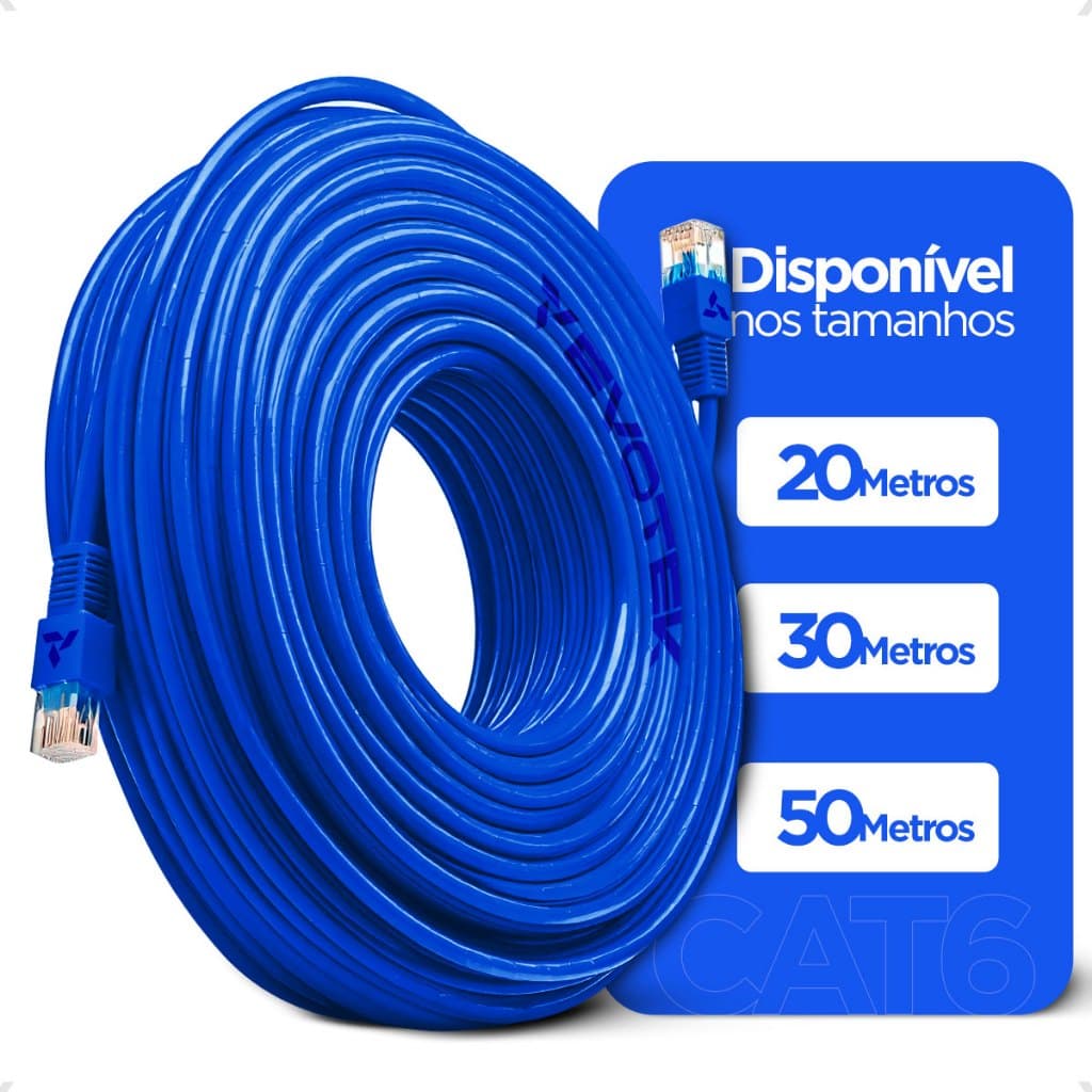 Cabo de Rede CAT6 RJ45 Alta Velocidade para Conexão de Computadores e Redes