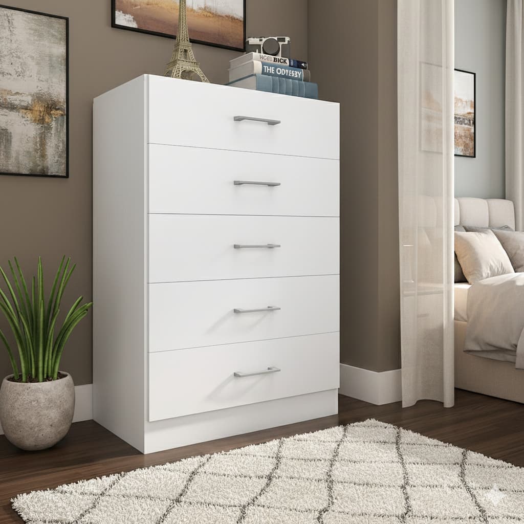 Cômoda para Quarto com 5 Gavetas Aruba Compacta Shark Móveis