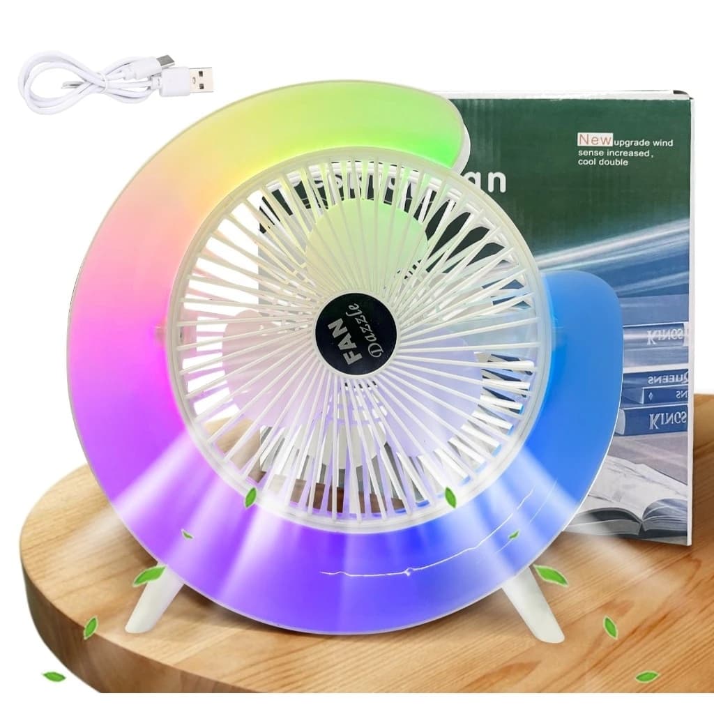Ventilador de Mesa Silencioso Portátil Colorido RGB Desktopfan Vento Fresco