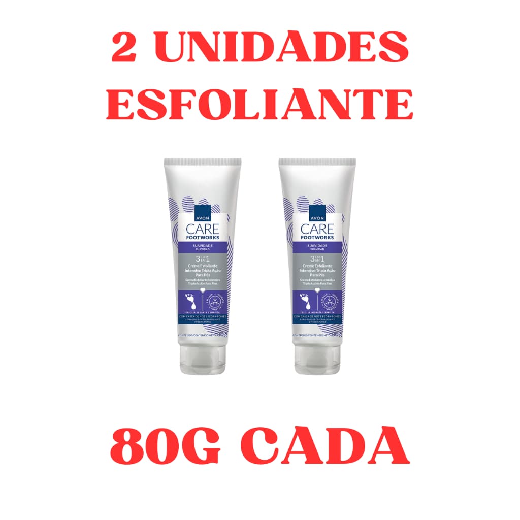 COMBO (2 UNIDADES) Avon Care Footworks Creme Esfoliante para os pés 80g cada
