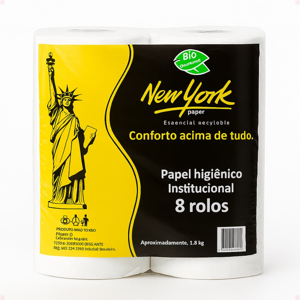 Papel Higiênico Rolão New York 8 Rolos Institucional banheiros empresas comerciais condomínio bar restaurante padaria