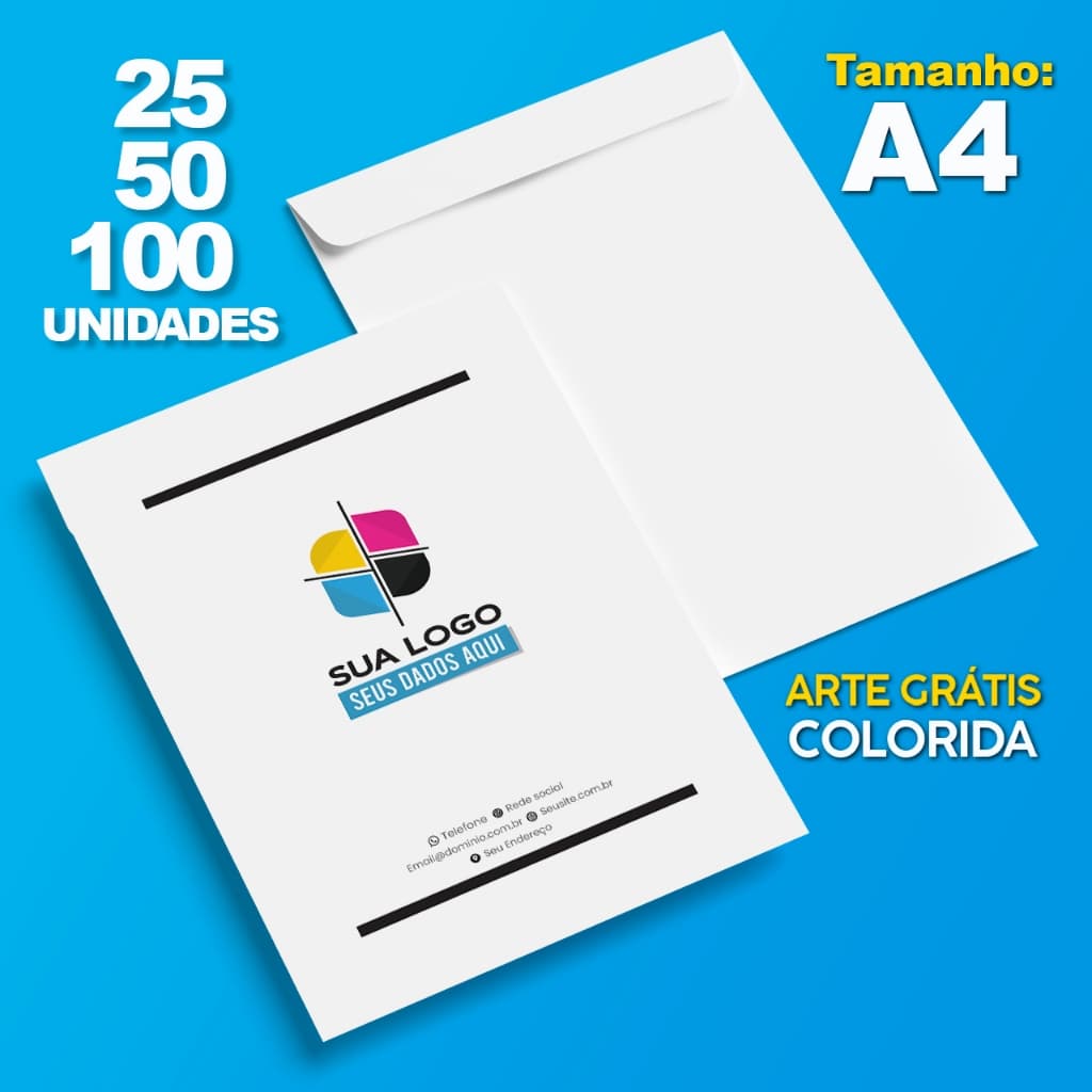 Envelope Personalizado A4 - 23x32 cm – Arte Grátis - Colorido