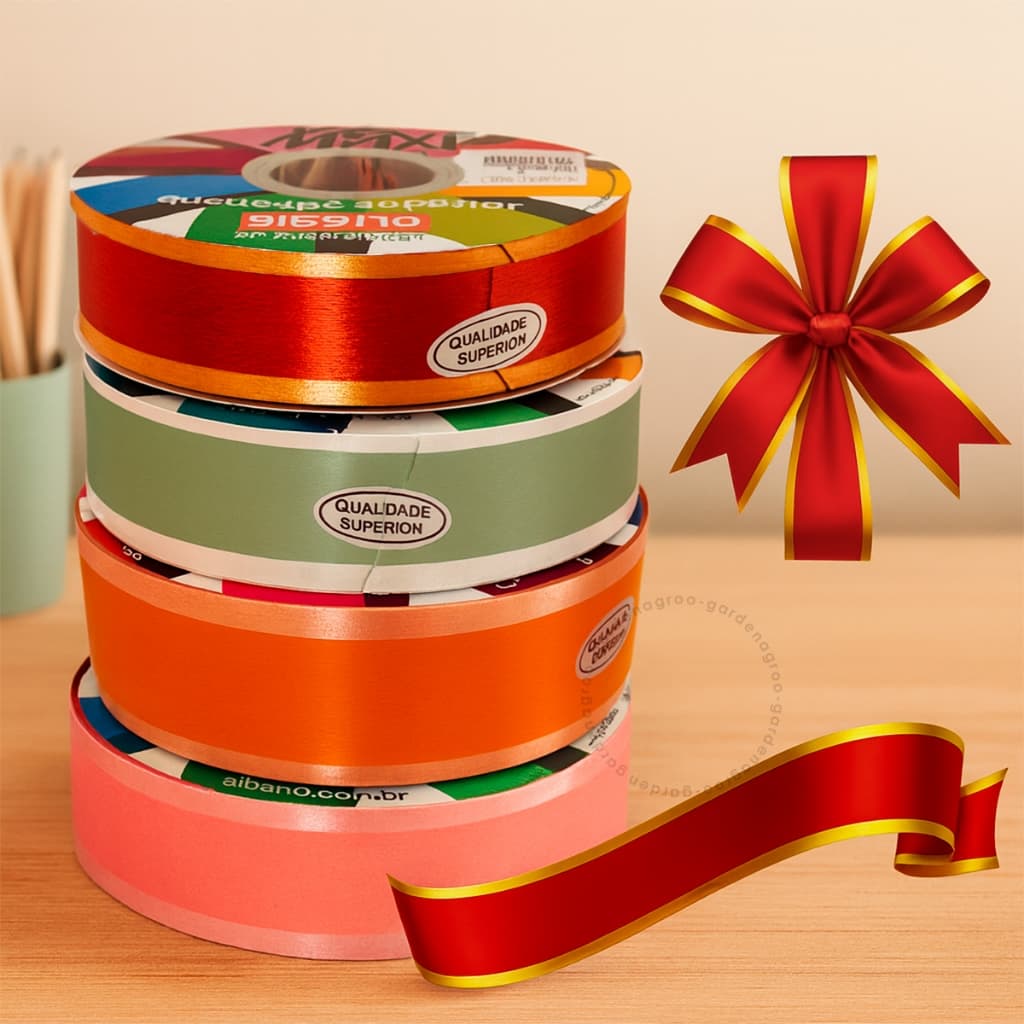 Fita Plástica Decorativa Maxi Albano FM 3D Maxi/Albano 32mmX100m Laço Presente Decoração Embalagem