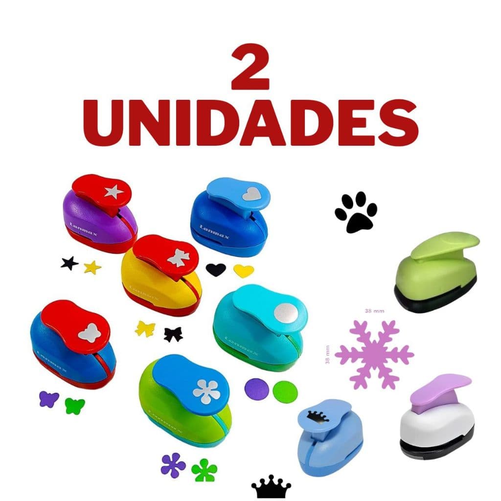 KIT 2 Furador De EVA E Papel 16mm flor Estrela Laço borboleta quadrado circulo etc