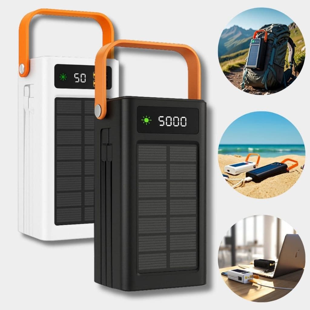 Carregador Solar Portátil 50000mah Turbo Rápido Power Bank Grande Tela Digital