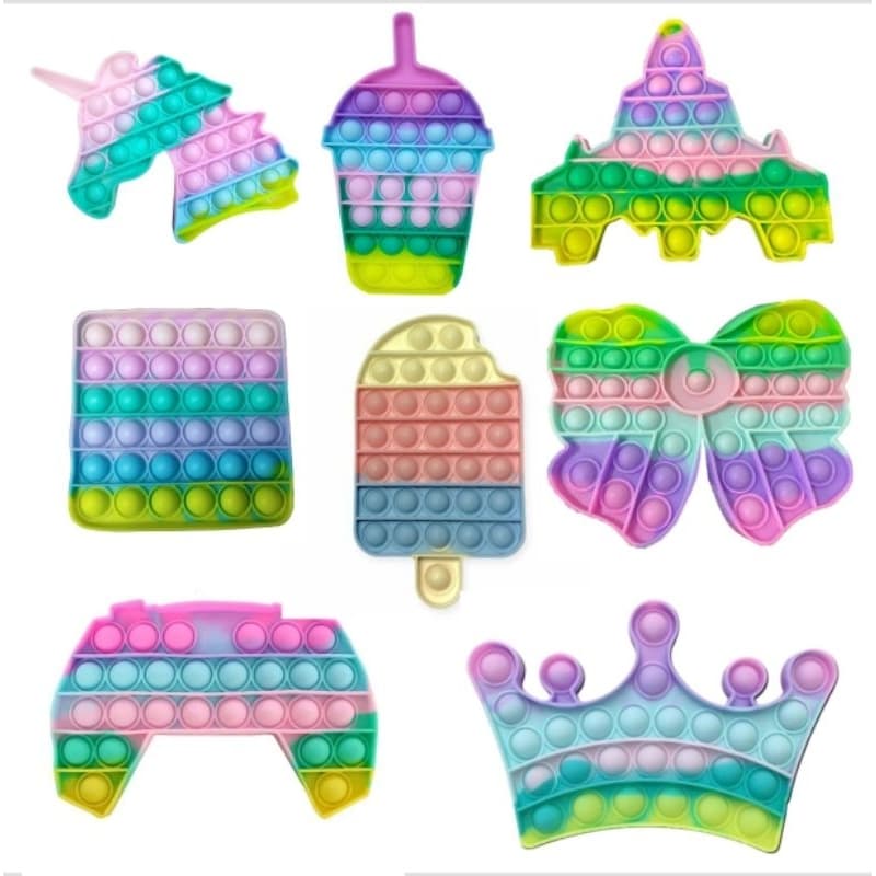 Kit 2 ou 3 Pop It Brinquedo Infantil Sensorial Figdet Toy Antiestresse Colorido Silicone Ansiedade Bolhas