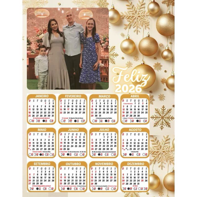 kit 5 Calendários 2026 personalizados com foto