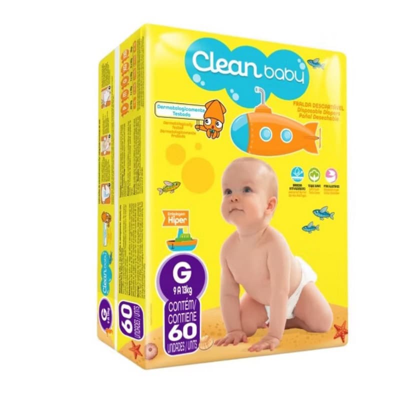 Pacotão de fralda Clean Baby G 60 fraldas