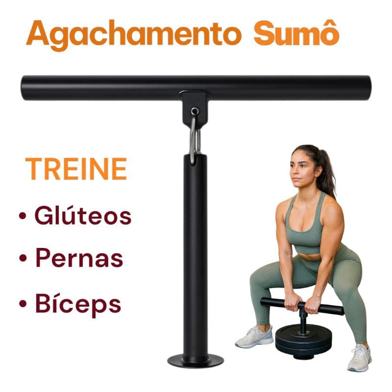 Kit Suporte Barra para Agachamento Sumô Treinar de Glúteos Pernas Musculação