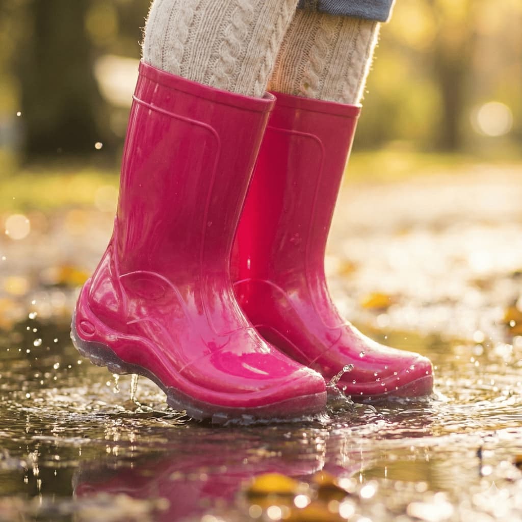 Bota Galocha Infantil Calfor Nieve Pink Impermeável para Chuva Meninas Rosa Leve Confortável