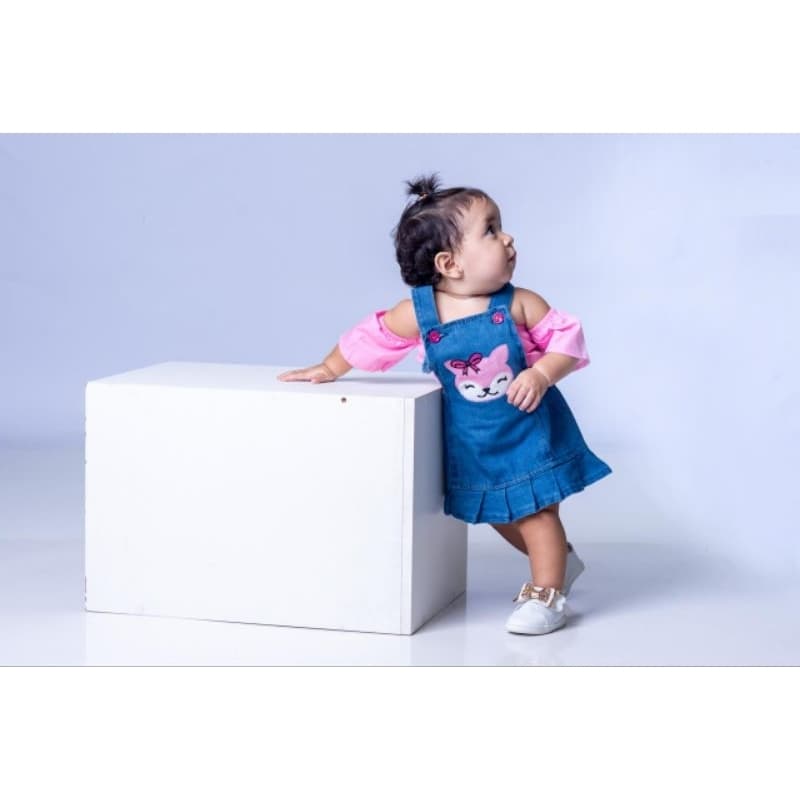 Salopete Jardineira Jeans Moda Infantil Menina