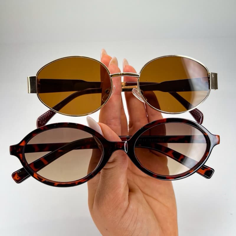 Kit C/ 2 Óculos de Sol Vintage Moda Blogueiras tartaruga metal