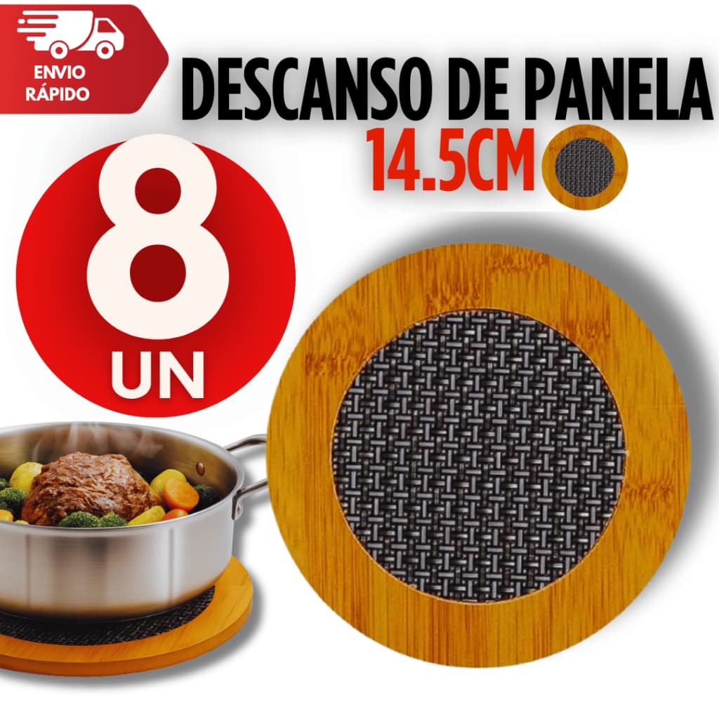Descanso de Panela  Redondo MDF Apoio Panela Quente Protetor Mesa Madeira Cozinha Alta Temperatura Premium