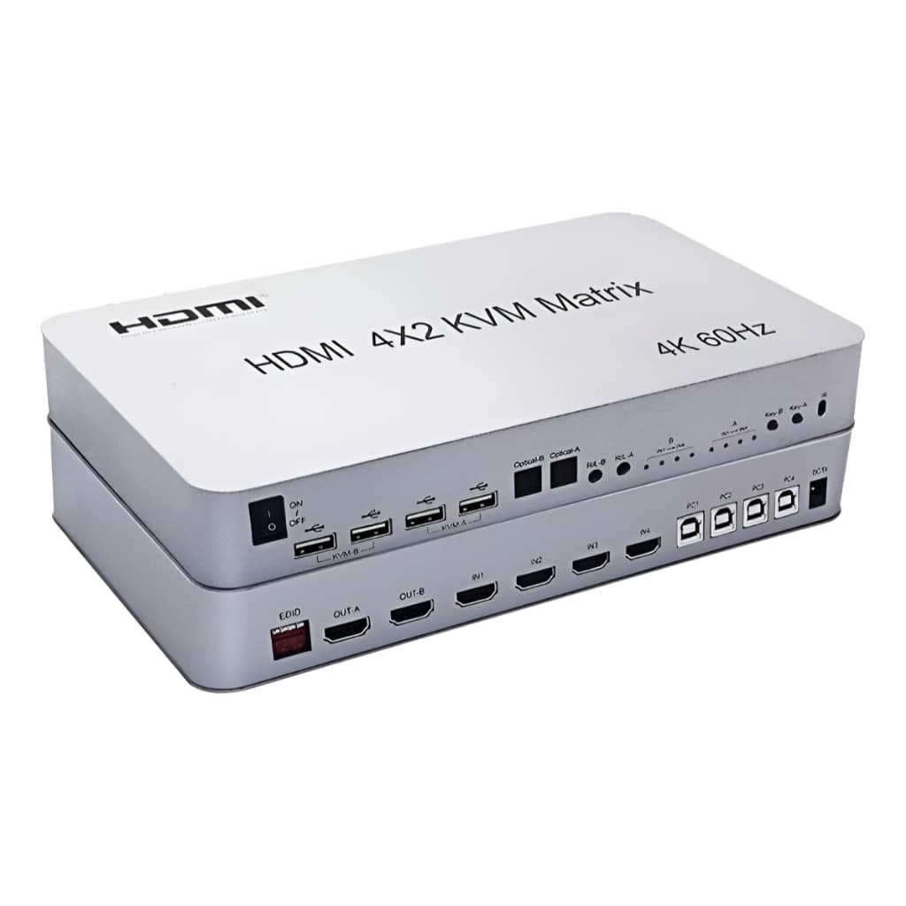 Switch Matrix 4x2 Com Kvm Hdmi 3840 60hz 2 Monitores E 4 Pcs
