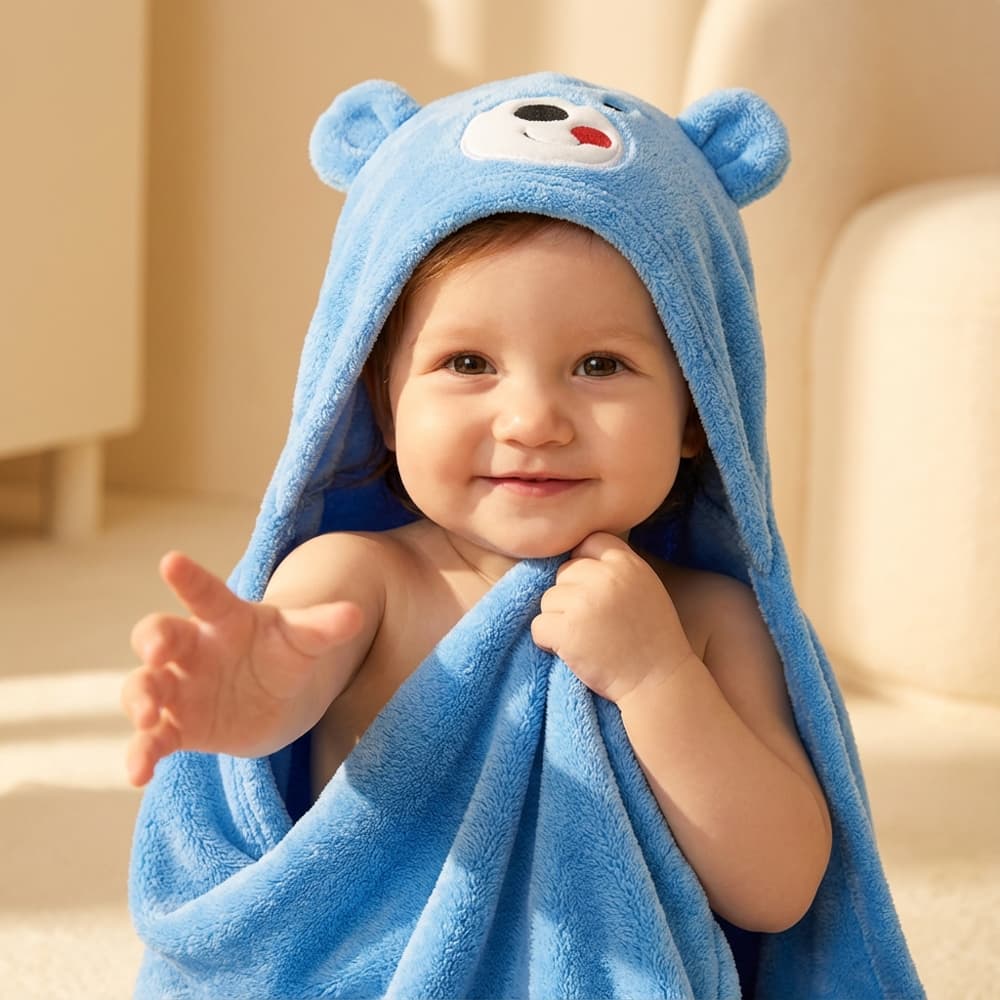 💓Toalha de Banho Bebê Cobertor de Bebê 95x65cm Felpuda Capuz Infantil Recém Nascido Com Orelhinha  Menino e Menina