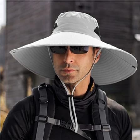 Chapéu de Sol Unissex Verão -Malha Respirável Poliéster, Aba Grande 15cm, Proteção Solar Uso Externo