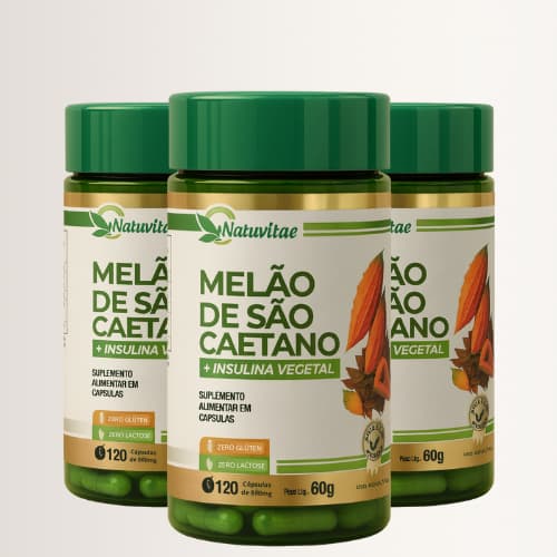 Melão de São Caetano + Insulina Vegetal - 120 cápsulas 500mg - 1, 2 e 3 unidades