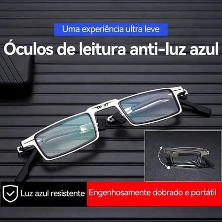 Armação De Óculos De Leitura Dobrável Portátil Para Homens E Mulheres , Azul anti-Luz De metal Redondo Quadrado