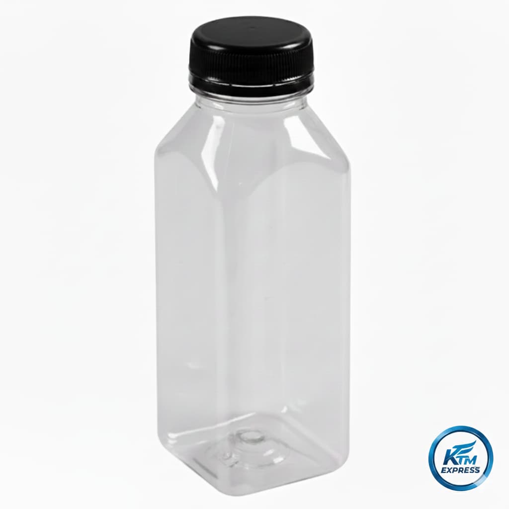 Kit Garrafas PET 300ml e 500ml com Tampa Lacre – Quadrada Lisa para Sucos, Detox e Delivery 5, 10, 20, 30 e 40 unidades