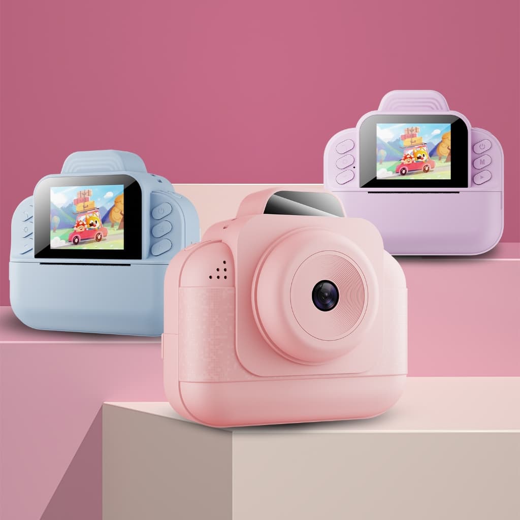 Kit de Câmera Infantil, Incluindo 5 Rolos de Filme, 3 Rolos de Filme Colorido, Cartão de Memória de 16 GB, Lápis de Cor